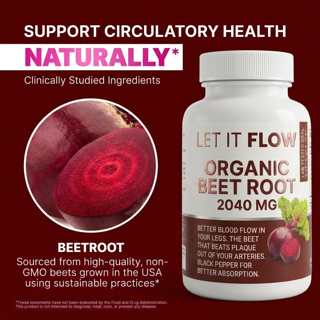 Let It Flow – Organic Beetroot Tablets for Vitality, Energy & Blood Pressure Support